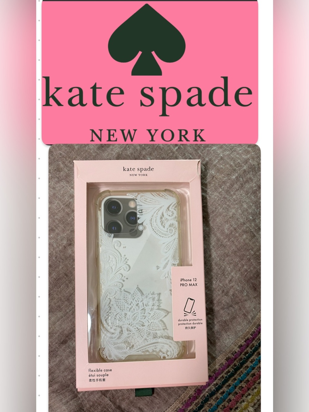 kate spade Pink & White Floral Design iPhone 12 Pro Max Case